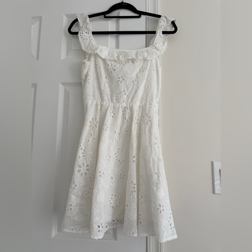 White Eyelet Ruffle Strap Sundress